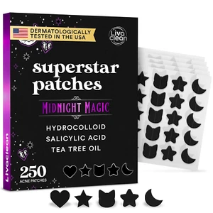 250CT Black Star Pimple Patches - Hydrocolloid Acne Patch, Zit Patch - Picture 1 of 7