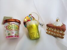 3 Scrumptious Glass Food Ornaments: Ice Cream, Toffee Cake & A Tropical Cocktail