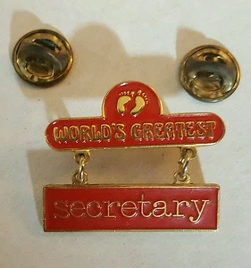 Vintage 80's Hang Ten "World's Greatest Secretary" Pinback - Picture 1 of 2