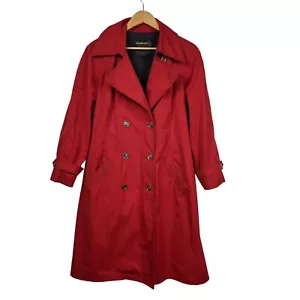 VTG London Fog Womens Maincoats Red Double Breasted Trench Coat Sz XL - Picture 1 of 7
