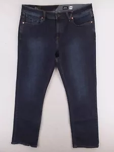Volcom Jeans Mens 38x32 Solver Modern Straight Pants Stretch Denim Dark Wash - Picture 1 of 16