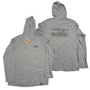 Patagonia Hombres Capilene Genial Diario Gráfico Sudadera con Capucha L/S Camiseta '73 Gris Pluma - Imagen 1 de 1