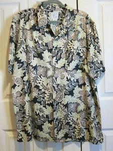 Mens Field Gear Hawaiian Aloha Shirt Green Leaves Silk Blend Size Large (L) - Picture 1 of 4