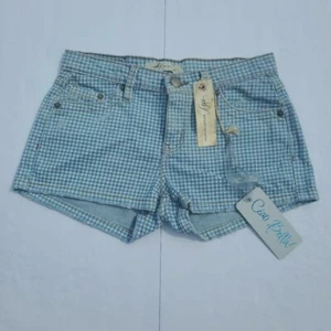M2F Brand Denims Womens Blue Check Maui Mini Shorts Size 27 New With Tags - Picture 1 of 10