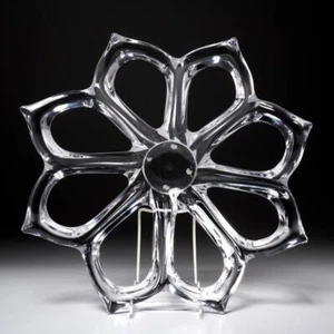 Vannes Art France Crystal Glass Open Flower Clematis Centerpiece Bowl 16"dia - Picture 1 of 5