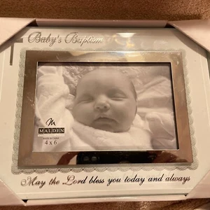 MALDEN  Baby's Baptism    PICTURE FRAME   4x6 Photo under Glass  in Original Box - Picture 1 of 5