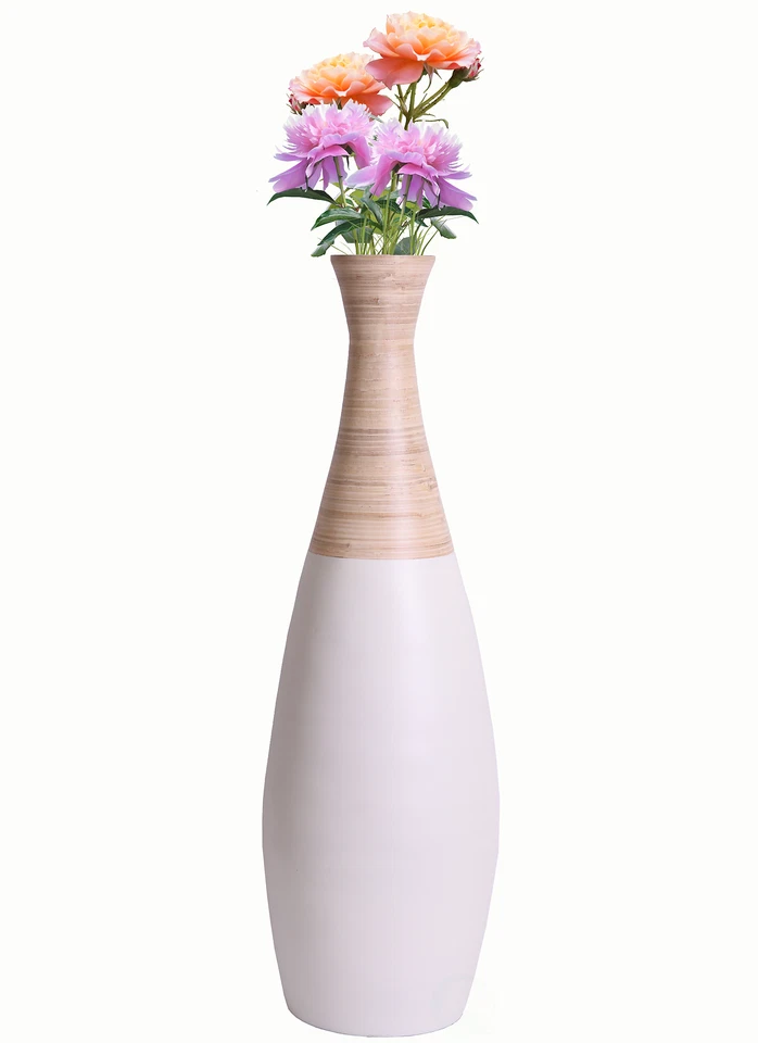 Uniquewise QI003356W.L 31.5 inch Spun Bamboo Tall Trumpet Floor Vase - Decora...