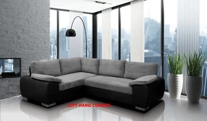 CORNER SOFA BED ENZO GREY BLACK BROWN JUMBO CORD FABRIC WITH STORAGE - Picture 1 of 15