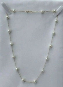 Collana di perline in oro giallo 14 kt con perle 16" - Foto 1 di 3