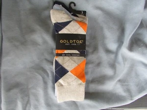 GOLD TOE Carlyle Argyle Crew Socks 3 pair NEW size 10-13 shoe size 6-12.5 - Picture 1 of 14