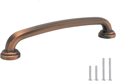 Paquete de 10 tiradores de cajón tocador de cobre antiguo sólido de 5 pulgadas orificio centros gabinete PU Foto 1 de 4