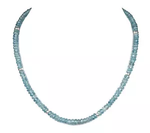 Zirkon blau natur Kette Halskette Edelstein-Collier V980 - Bild 1 von 3