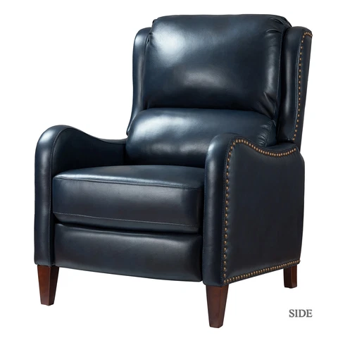 Karat Home Hyde Genuine Leather Recliner - Navy  MSRP $1899.00 Cover