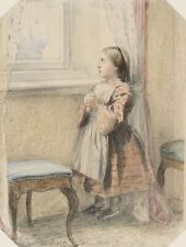 J. SCHOLTZ (1825-1893), Mädchen am Fenster mit Spinne,  1858, Bleistift
