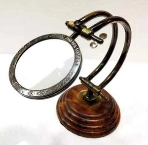 Adjustable Antique Brass Magnifying Glass Vintage Nautical Table Decor Magnifier - Picture 1 of 5