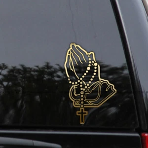 Praying Hands Rosary Vinyl Decal – Christian Jesus Prayer Sticker - Picture 1 of 2