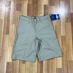 Dickies Shorts Boys Size 14 Khaki Chino Flat Front Classic Fit NWT - Picture 1 of 11