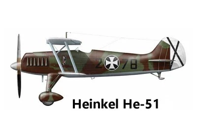 Model Airplane Plans (UC): Heinkel He-51 1/12 Scale 36" for .29-.49 (Musciano) - Image 1 of 4