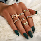  7Pc Boho Gold Knuckle Rings Set Butterfly Stacking Ring Vintage for Women UK