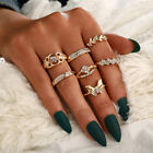  7pc Boho Gold Knuckle Rings Set Butterfly Stacking Ring Vintage For Women Uk