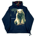 Vintage Wildlife Sweatshirt Hoodie Extra Large Blue Polar Bear Made Canada 90s