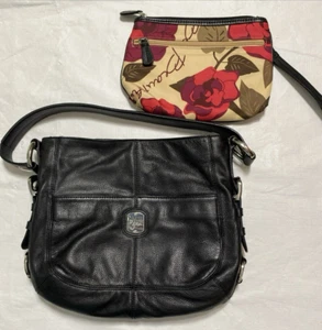 Maxx New York 5th Ave Bolso de Hombro de Cuero Guijarro Negro con Bolsa - Imagen 1 de 9