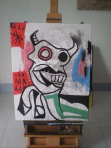 ORIGINAL Street Art Big Painting Canvas Modern Abstract Acrylic painting - Picture 1 of 12