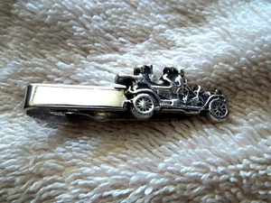 Vintage Car Tie Bar/Clasp, Silver Tone Metal E3 - Picture 1 of 3