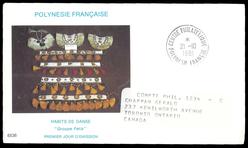 SAVOYSTAMPS-FRENCH POLYNESIA-1981-FDC WITH COLORFUL CACHE TO CANADA - Image 1 of 1