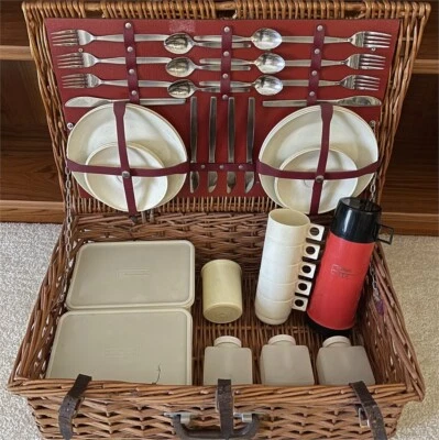 XL Vtg Brooks Brothers Picnic Wicker Basket - Image 1 of 4