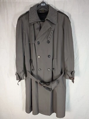Bradley Jons Trench Coat Men's 46R Belted Buttons Pockets Collared Gray FLAWED Foto 1 de 4
