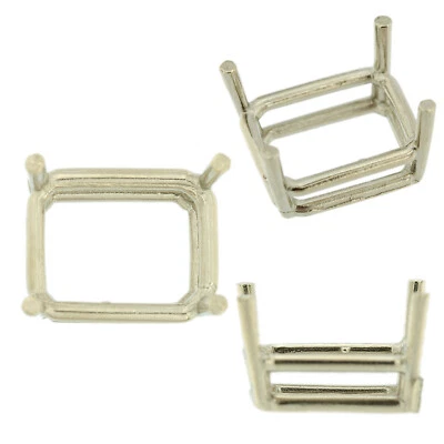 14K White Gold Emerald Wire Basket Setting Mounting 4 Prong 0.20ct - 55.00ct USA - Image 1 of 4