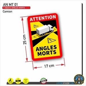 Adesivo camion angolo morto angles morts attenzione attencion francese AN MT 01 - Picture 1 of 2