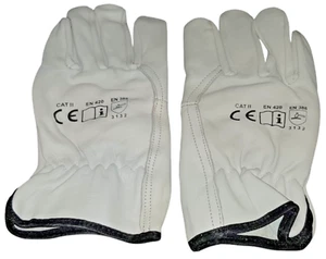Premium 100% Cow Grain Leather Rigger, Durable Work Gloves, Grey, 6 Pairs - Picture 1 of 13