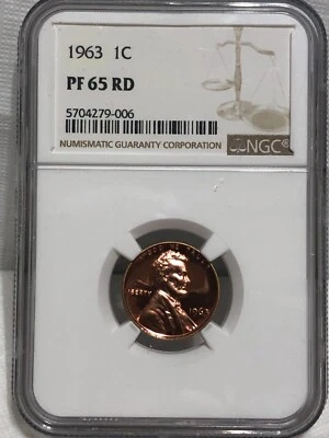 1963 Lincoln Memorial Cent NGC PF 65 RD - Image 1 of 3