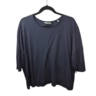 Vince Топ женщин L синий хлопок шелк вязаный блузка 3/4 рукав легкий - Изображение 1 из 4