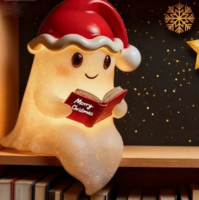 Perfect Christmas Gift for Book Lovers Cute Ghost Reading Book Lamp - Bild 1 von 3