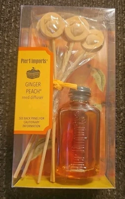 Pier 1 Imports Reed Diffuser Ginger Peach Fragrance .95 fl oz Glass Bottle NEW - Image 1 of 4