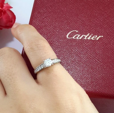 ANILLO CARTIER 0,30 DIAMANTES MEDIA ETERNIDAD PLATINO CON CAJA ANILLO TALLA 46/3,5- R10979 Foto 1 de 4