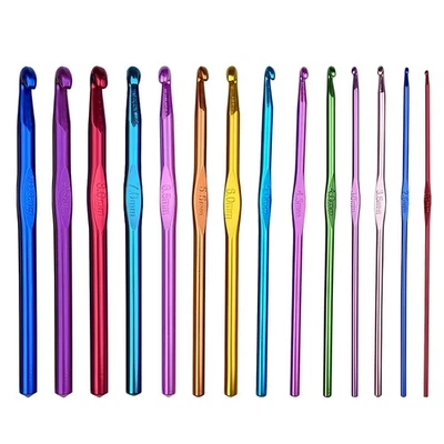 14 Pezzi Set Uncinetti Al Multicolore Kit Ferri Maglieria 2mm 10mm Filato - Immagine 1 di 4
