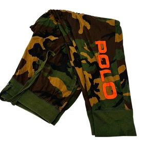 Polo Ralph Lauren Camo Pajama Sleep Pants Spellout Graphic Logo Mens Sz L Green - Picture 1 of 4