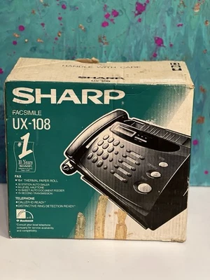 Sharp UX-108 Facsimile & Telephone W/Original Box Tested Working Rare - Image 1 of 4