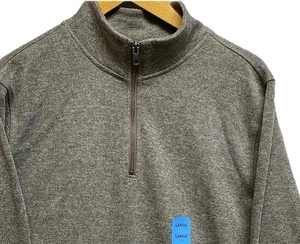 Gap Men Size L Navy Brown 1/2 Zip Mock Neck Pullover Long Sleeve Shirt NWT - Picture 1 of 13