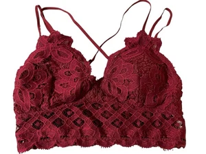 Anemone Donna Marrone Pizzo Imbottito Bralette S Strappo Strato Trasparente Boho - Foto 1 di 4