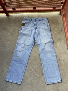 Wrangler Riggs Workwear Utility Denim Carpenter Jeans Mens Size 36x34 Light Wash - Picture 1 of 5
