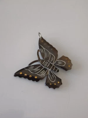 Anhänger Halskette,Butterfly,Schmetterling,Handarbeit 5cm,Büffelhorn,Charivari - Bild 1 von 2