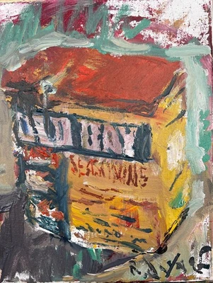 Condimento Old Bay - Original 12x9 Acrílico sobre Lienzo Cocina Pop Art Pintura Foto 1 de 4