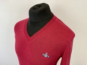 Jersey Vivienne Westwood ROJO REAL Cuello en V Manga Larga Talla Pequeña S - Imagen 1 de 10