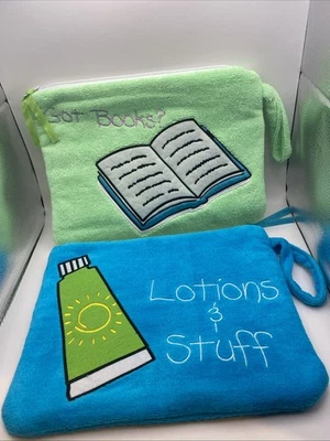 Set of 2 Terry Cloth Pool/Beach Sun & Swim Toiletry Bags - Image 1 of 4