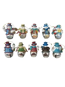 Bradford Exchange Thomas Kinkade Snow-Bell Holiday Ornaments Snowman Lot of 5 - Picture 1 of 6
